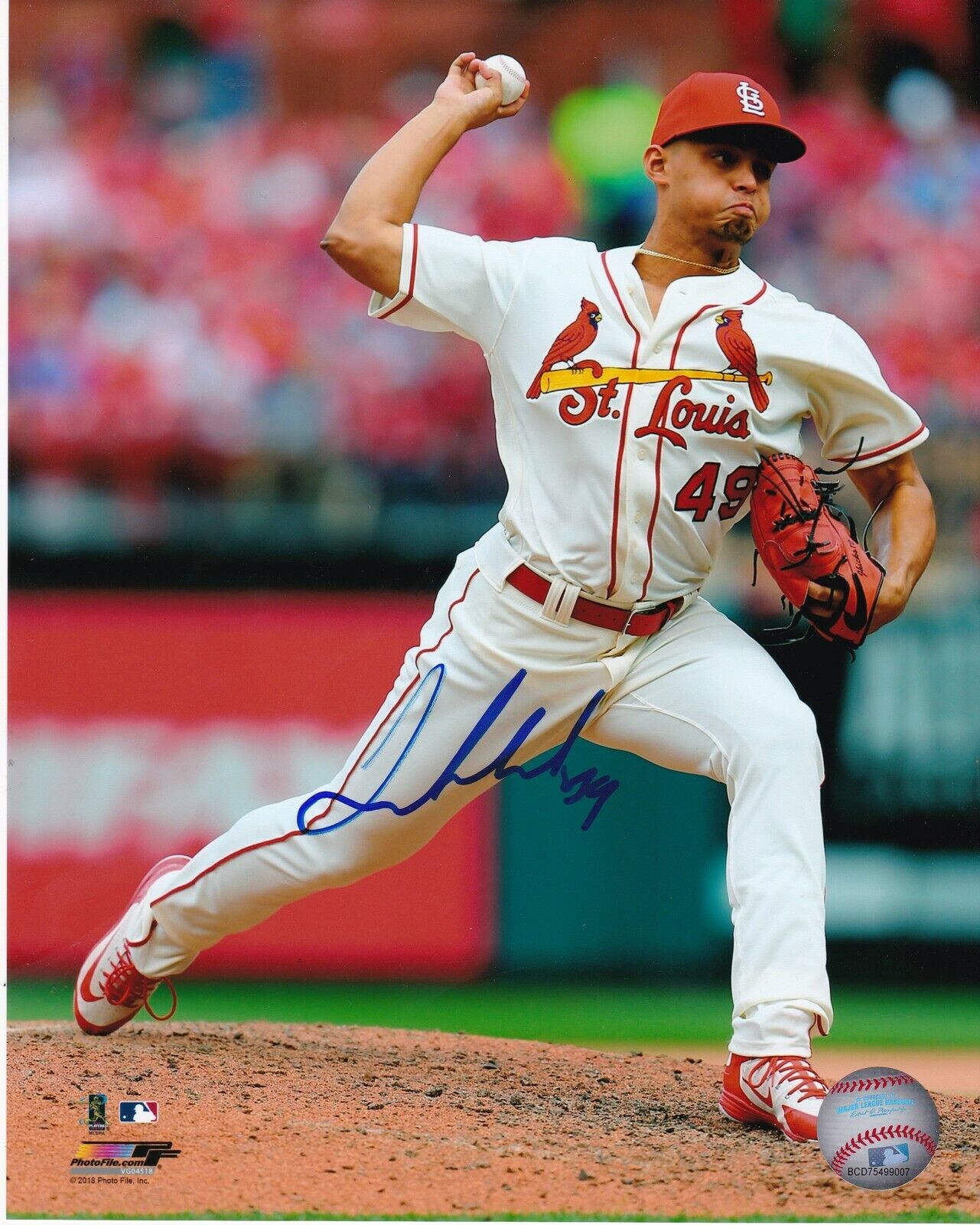 JORDAN HICKS ST. LOUIS CARDINALS ACTION SIGNED 8x10