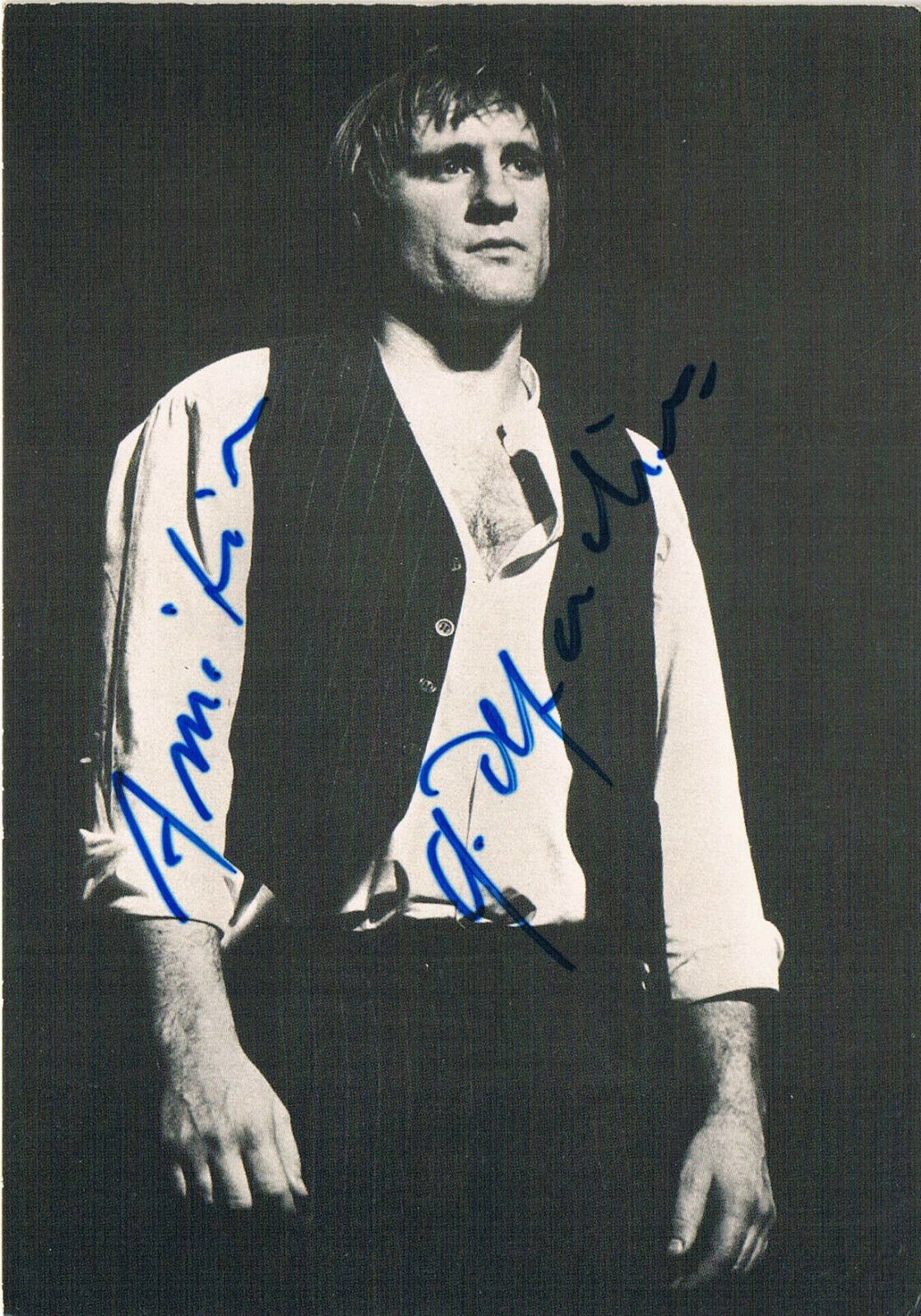 Gerard Depardieu 1948- genuine autograph signed postcard Photo Poster painting 4x6