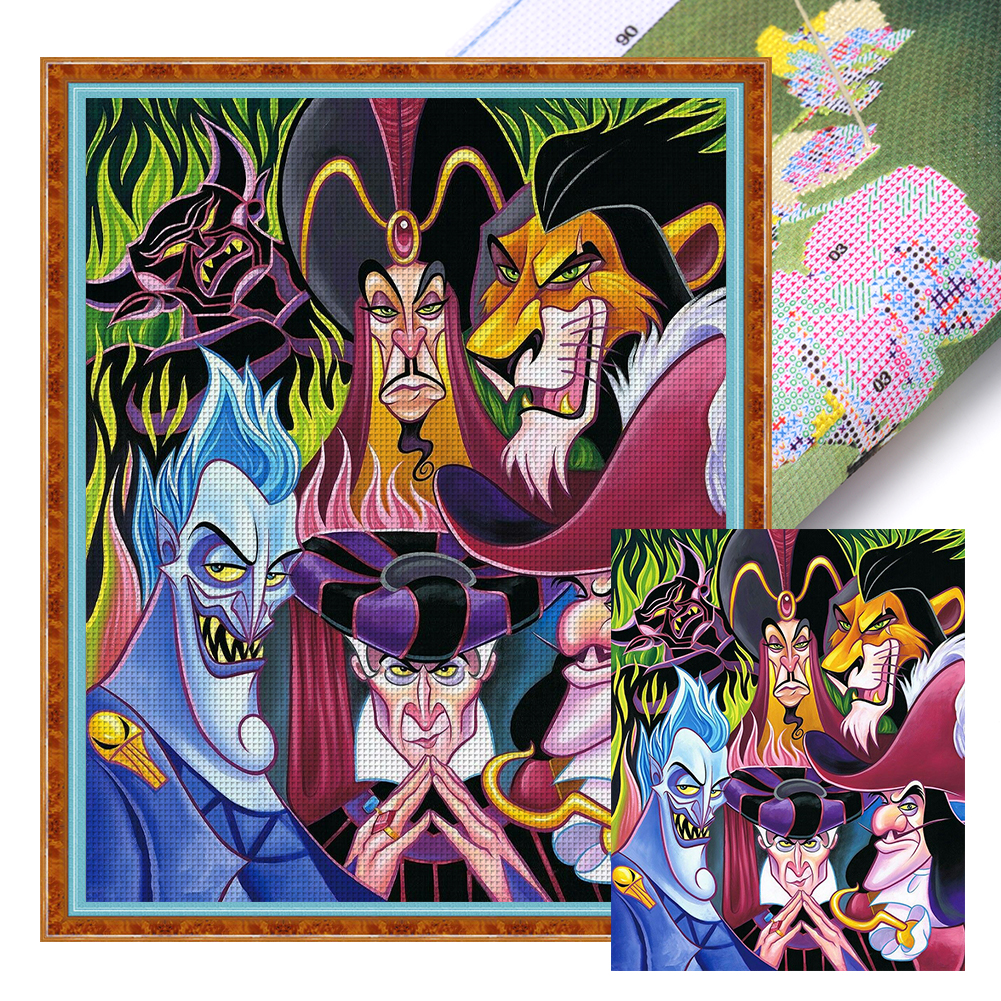 Disney Villains Full 11CT Pre-stamped Canvas(45*55cm) Cross Stitch