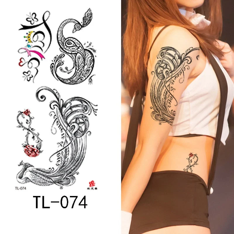 Flower arm waterproof tattoo stickers half arm painted animal durable waterproof European and American temporary tattoo stickers
