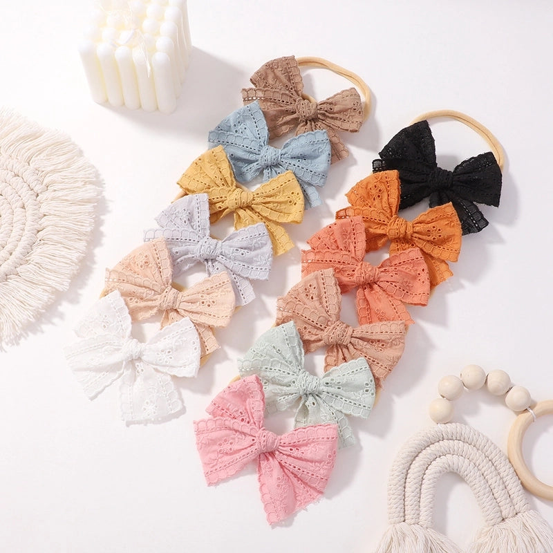 Baby Lace Hollow Soft Elasticity Traceless Hair Band Baby Bow Headband Princess Hair Accessories 3674