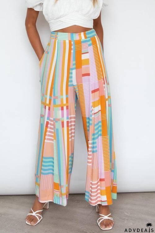 Geometry Print Wide Leg Pants