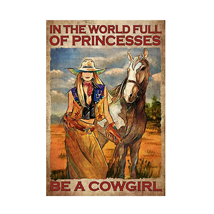 Les cowboys occidentaux jouent de la guitare - signe d’étain vintage - 7.9x11.8 & 11.8x15.7inch