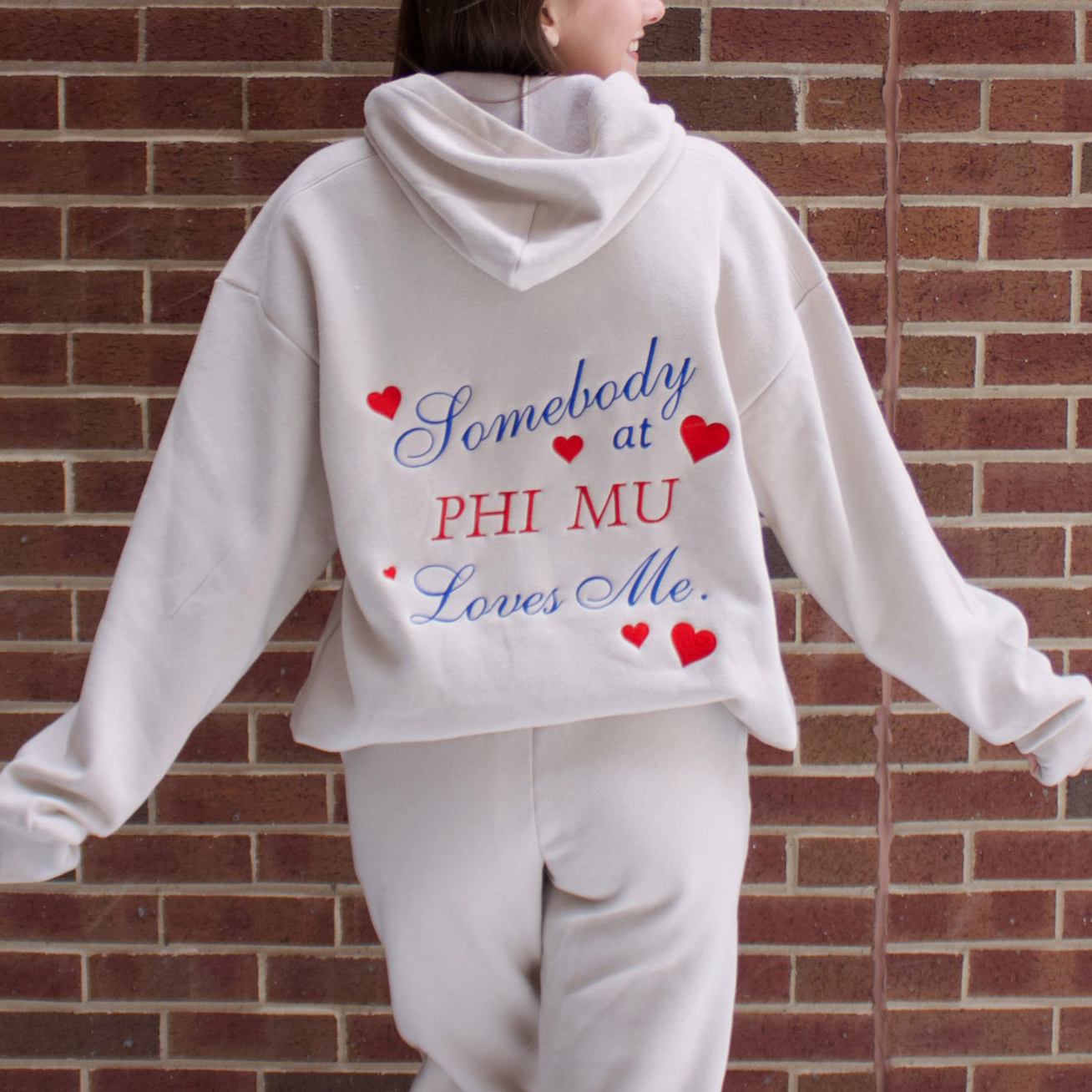 Somebody Loves Me Embroidered Sorority Hoodie