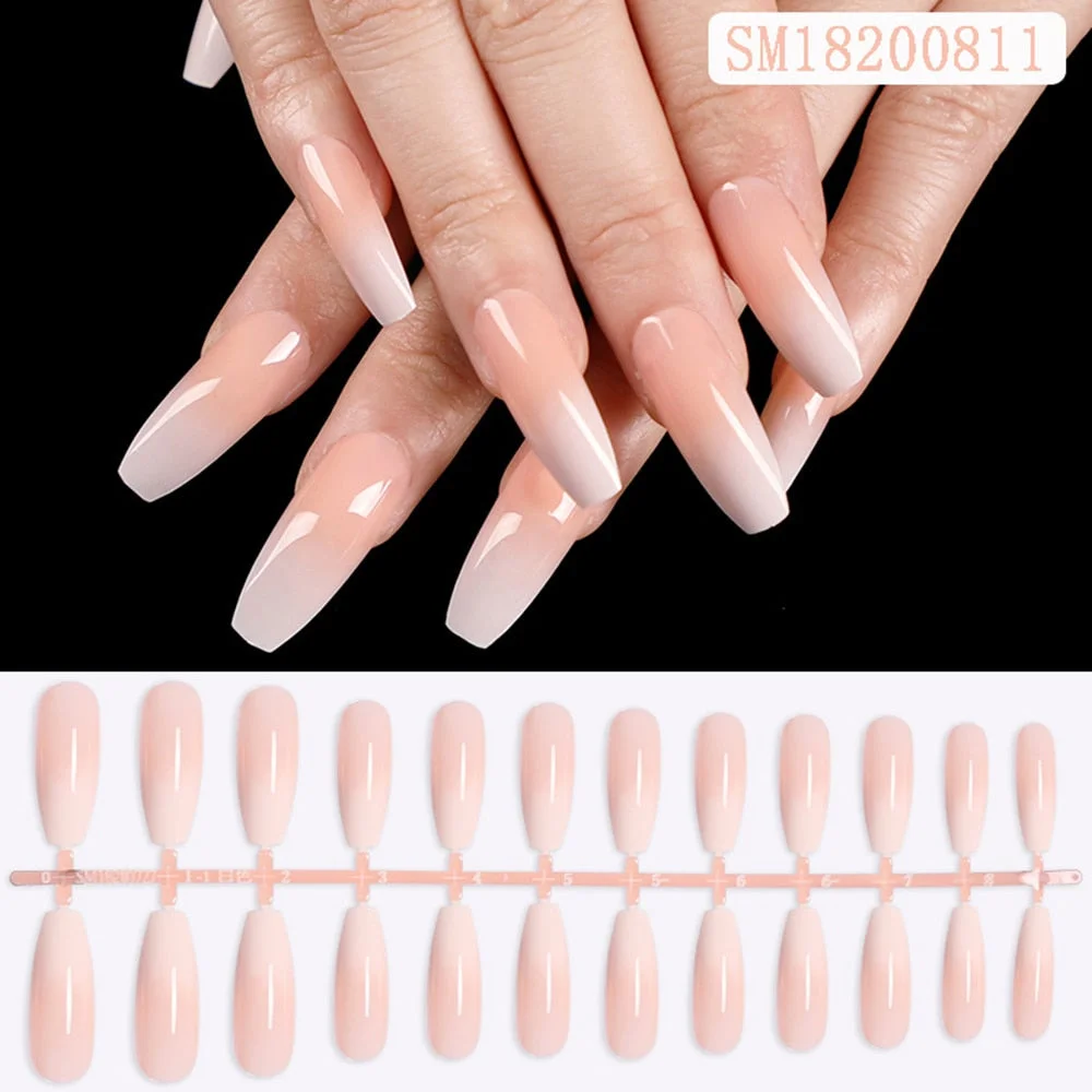 1set/24pcs French Fake Nails Matte /UV False Nail Detachable tips Nail Extension Manicure Art Press On Fake False Nails Beauty-Nail Inspo