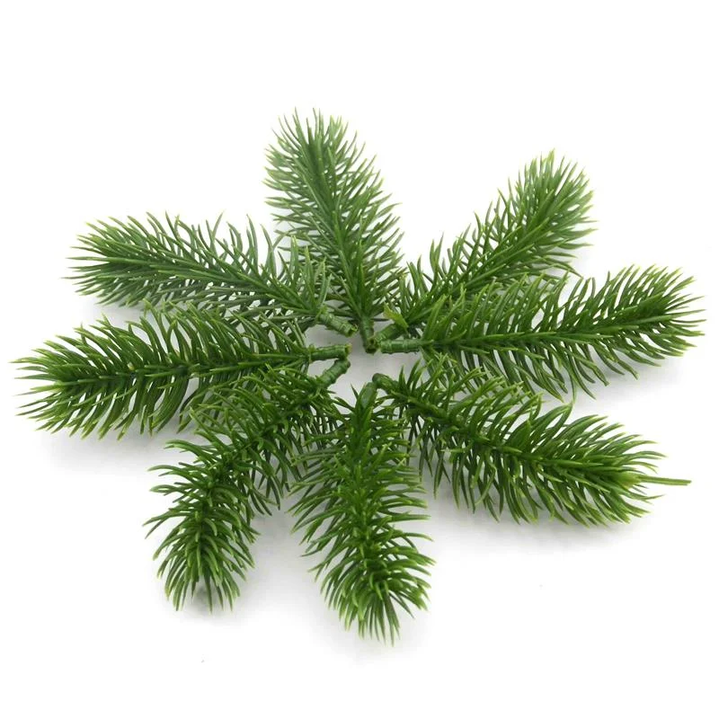 5/20/100pcs Artificial Plastic Green Pine Plants Branches Wedding Home Party Decorations DIY ChristmasTree Handcraft Accessories