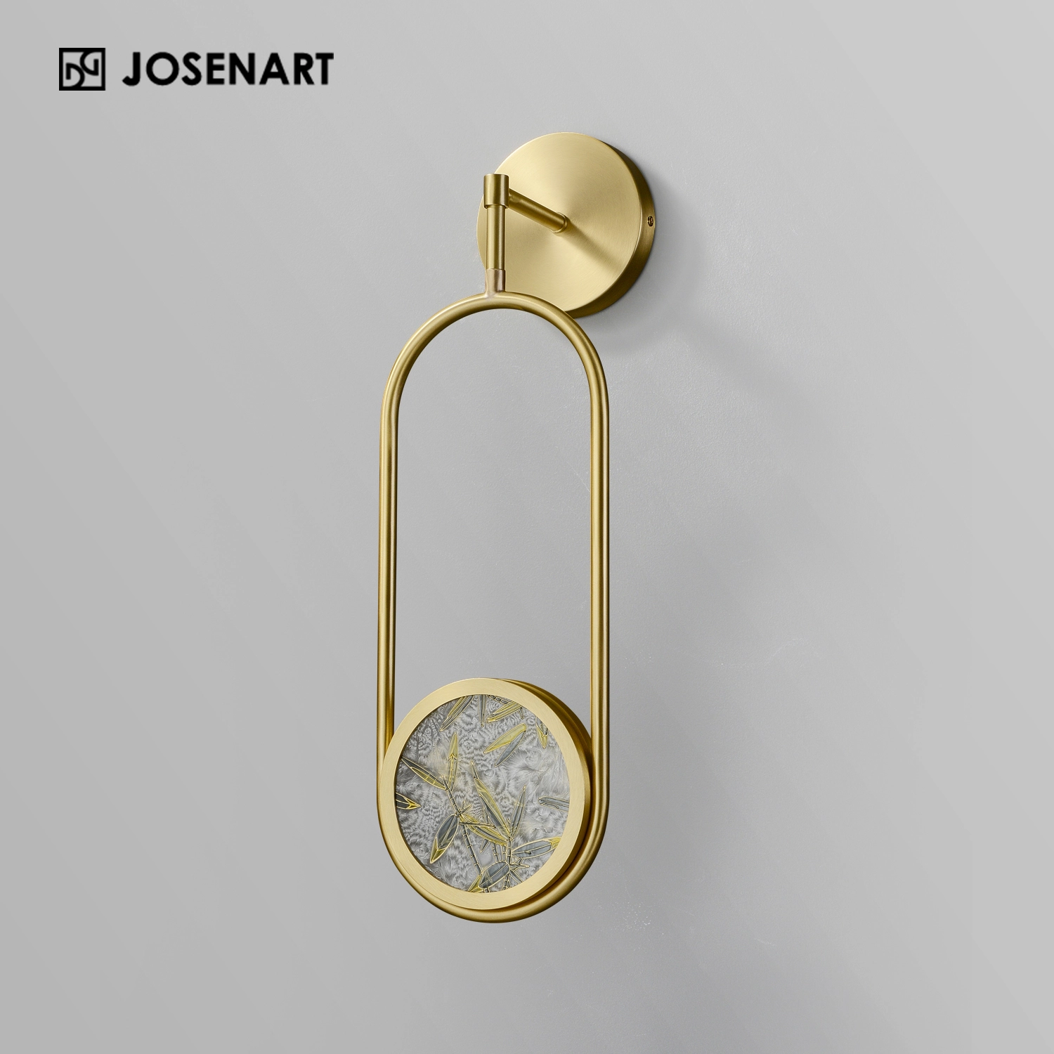 Enameled Glass Wall Sconce in Aged Brass JOSENART Josenart