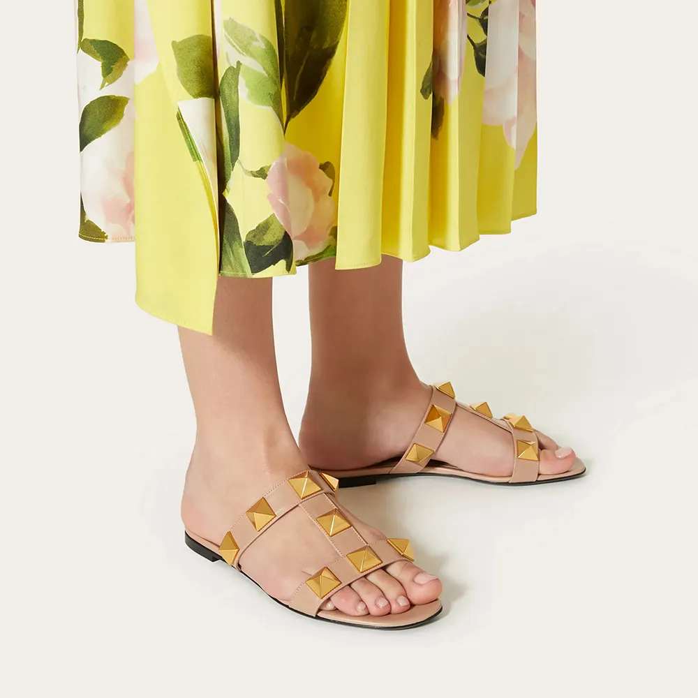 Women's Roman Stud Slide Sandals-vocosishoes