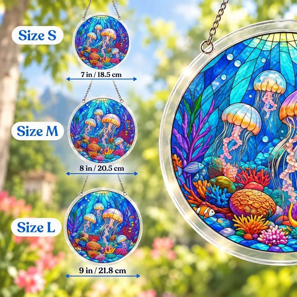 Jellyfish Ocean Stained Glass Suncatcher Puzzle