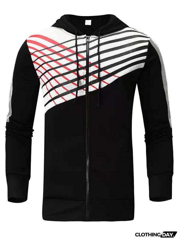 Men's Sports Style Anti-theft Zipper Pocket Drawstring Hoodies