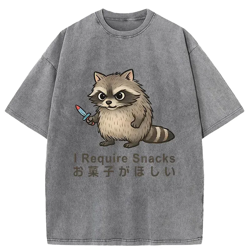 Raccoons Need Snacks Funny Washed T-shirt artswardrobe