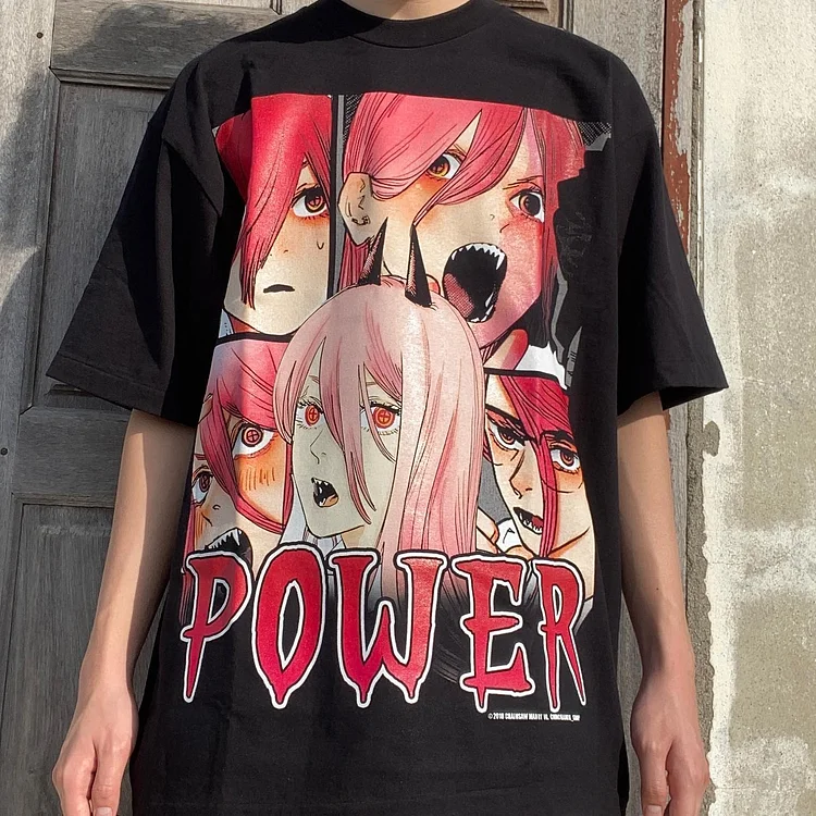 Pure Cotton Chainsaw Man Power T-shirt weebmemes