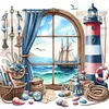 Window And Lighthouse-11CT Stamped Cross Stitch 40*40cm/15.75*15.75in tapestrymarket