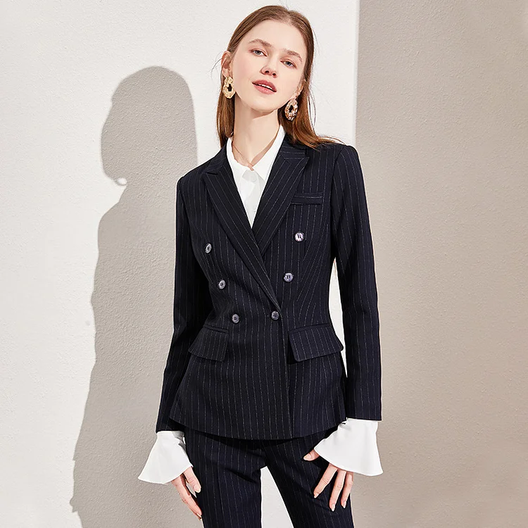 Women's Striped Double-breasted Suit