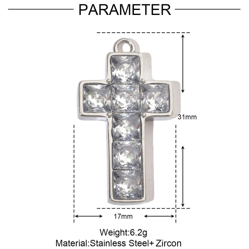 3 PCS/Package 25*44mm 35*40mm 37*40mm Titanium Steel Pearl Zircon Cross Sun Heart Shape Pendant Jewelry Accessories