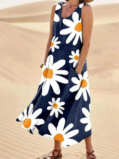 Women Half Sleeve V-neck Solid Color Dress