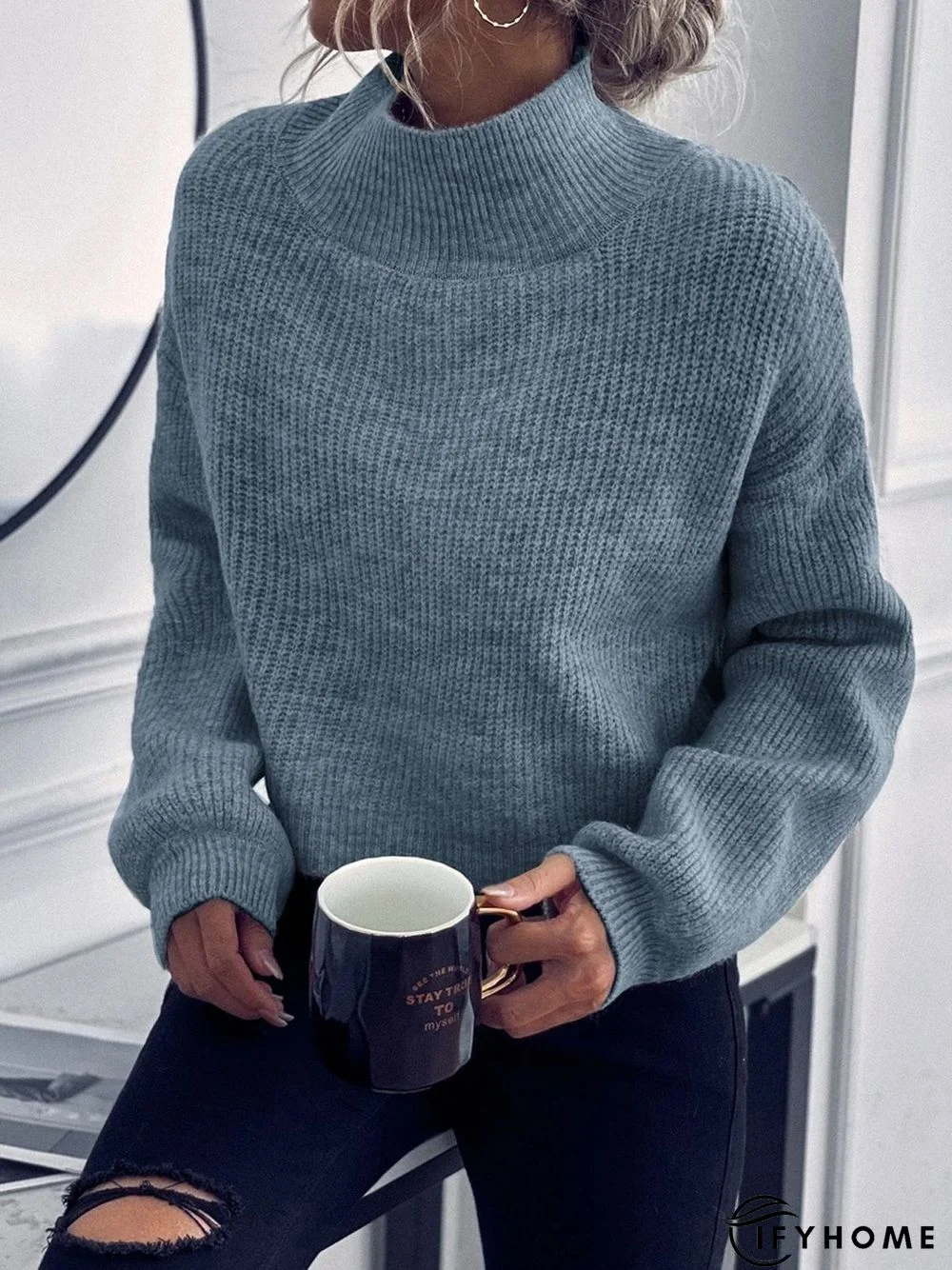 Half Turtleneck Yarn/Wool Yarn Sweater | IFYHOME