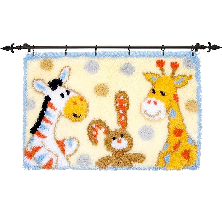 Giraffe and Rabbit Rug Latch Hook Kits for Beginners veirousa