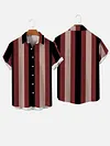Plaid Series Multi-Color Vertical Stripes Color Matching Men's Short Sleeve Shirt