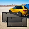 2Pcs Flat License Plate Protective Cover with Screws Caps (Transparent Black)