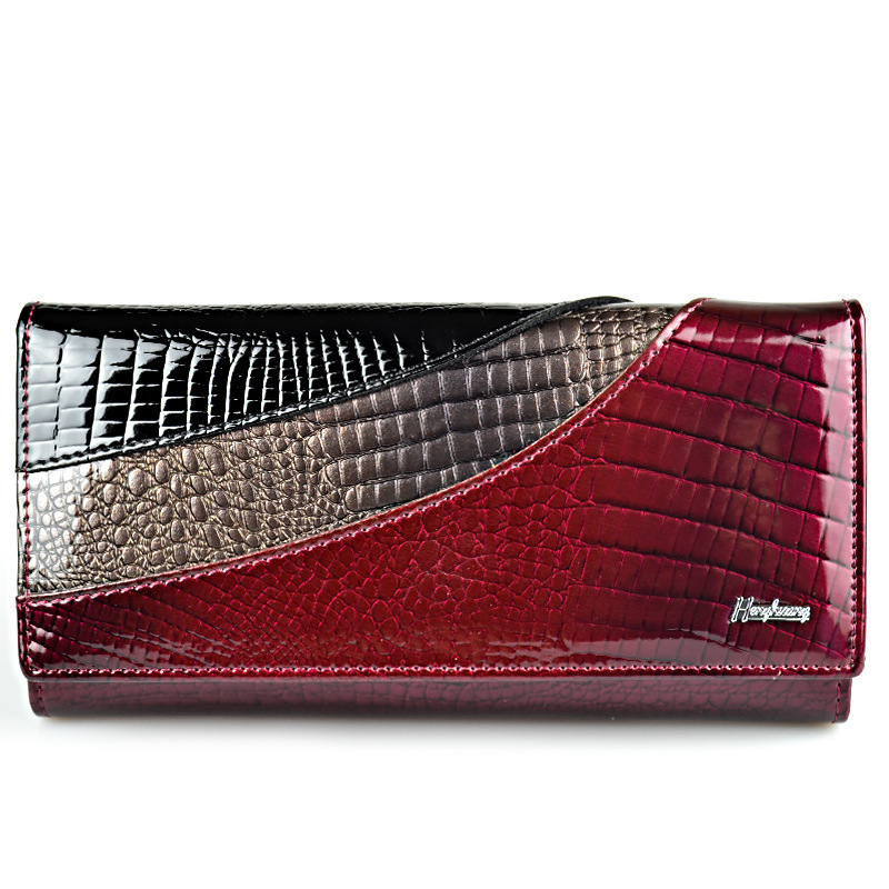 Mature Ladies Fashion Cowhide Patent Leather Wallet