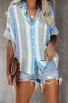 Summer Stripe Color Block Blouses