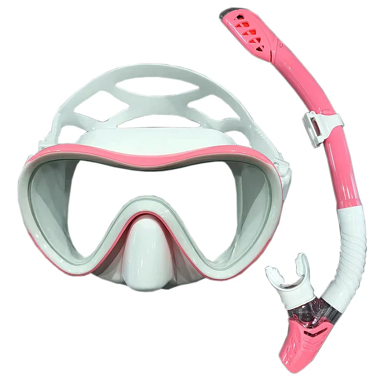 Professional silicone water lung diving mask, breathing tube, anti fog tempered glass swimming diving goggles, snorkeling set