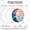 (18.5cm)DIY Acrylic Jigsaw Puzzle Window Hanging with Hanging Chain DIY Stained Glass Decoration Round Window Puzzle Decor for DIY Craft Project (Stained Glass Sea Wave)