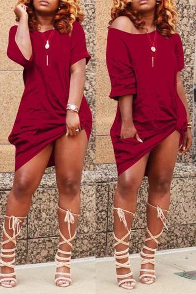 Half Sleeve Short Knotted T-Shirt Dress