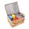 Portable Wicker Rattan Outdoor Camping Picnic Bag Food Container Basket