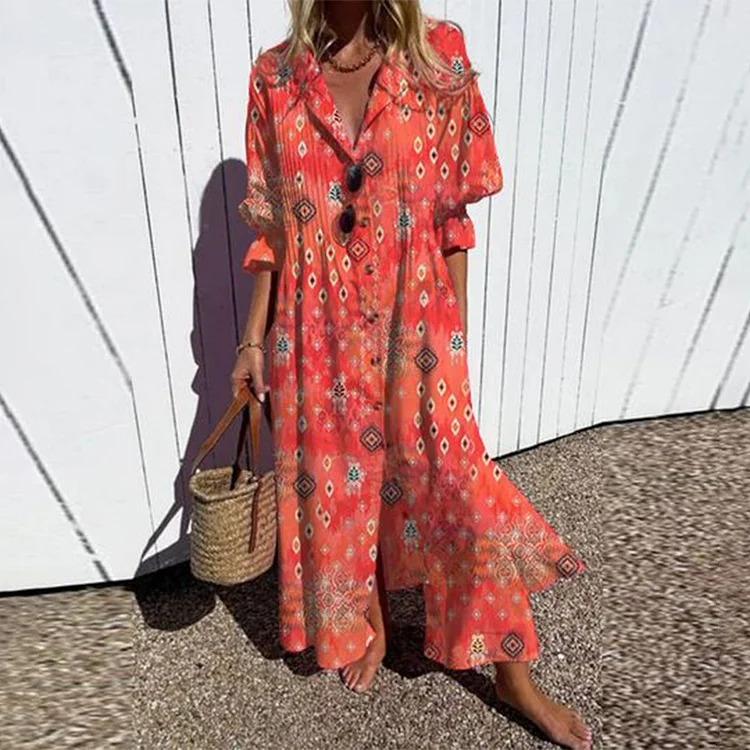 Showy Orange Short Sleeve Maxi Dress