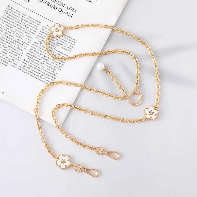 IG Style Sweet Minimalist Flower Metal Inlay Pearl Shell Mobile Phone Lanyard