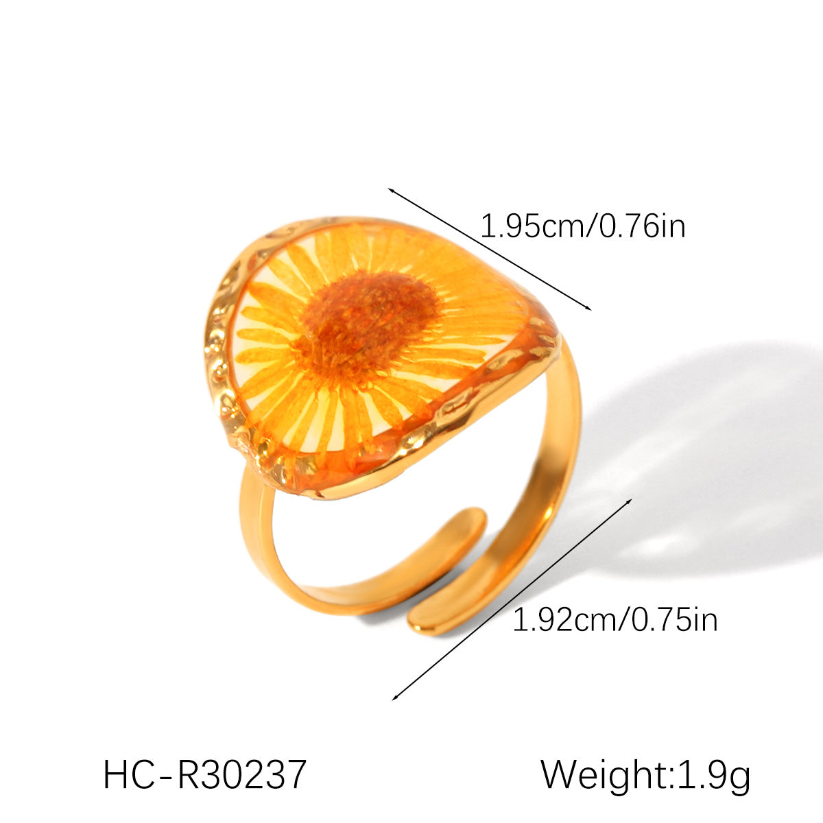 18K Gold Stainless Steel Ring Four-Leaf Clover Immortal Flower Titanium Steel Ring Small Daisy Flower Ring Female