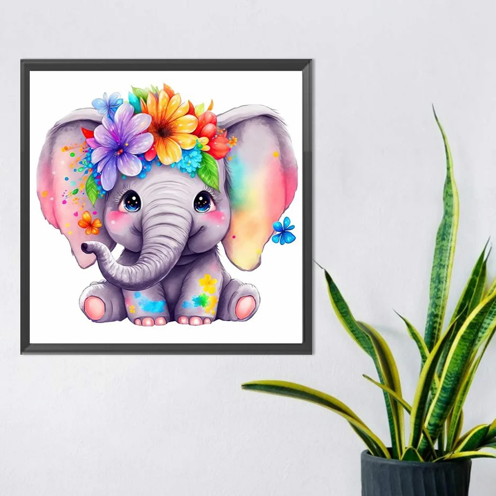 Diamond Painting - Full Round Drill - Flowering Elephant(Canvas|30*30cm)