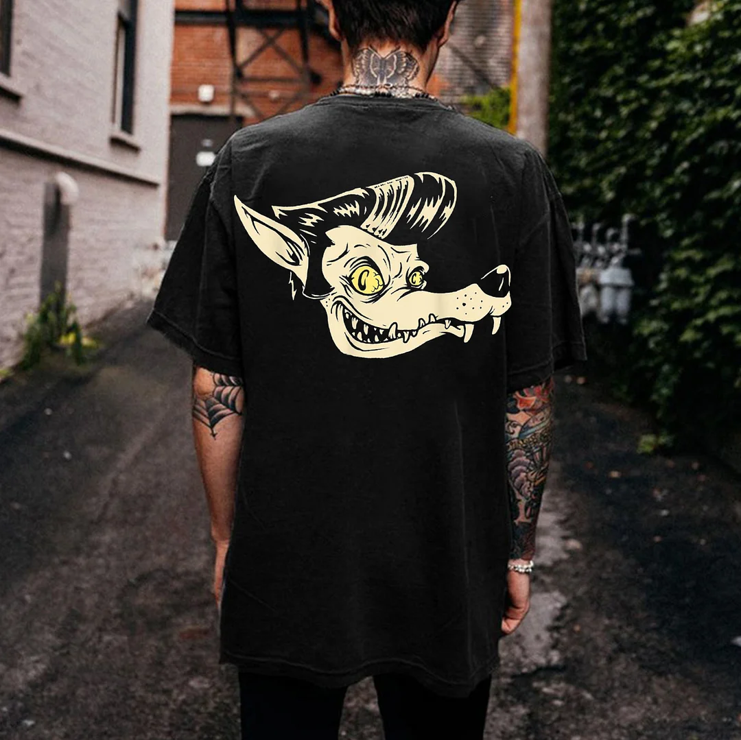Big Wolf Print Men's T-shirt