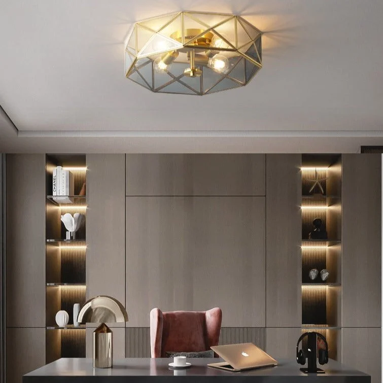 Nordic Simple Room Living Room Copper Round Ceiling Lamp