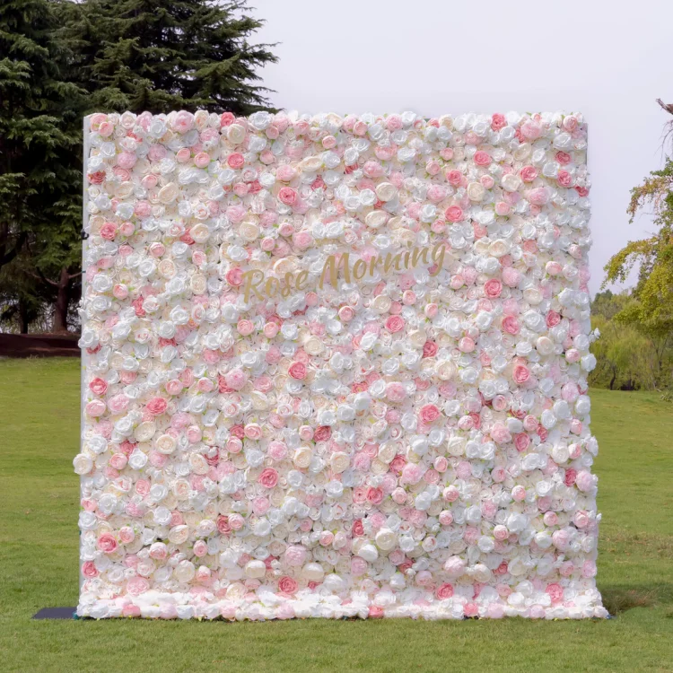 4D Fabric Artificial rolling up curtain flower wall