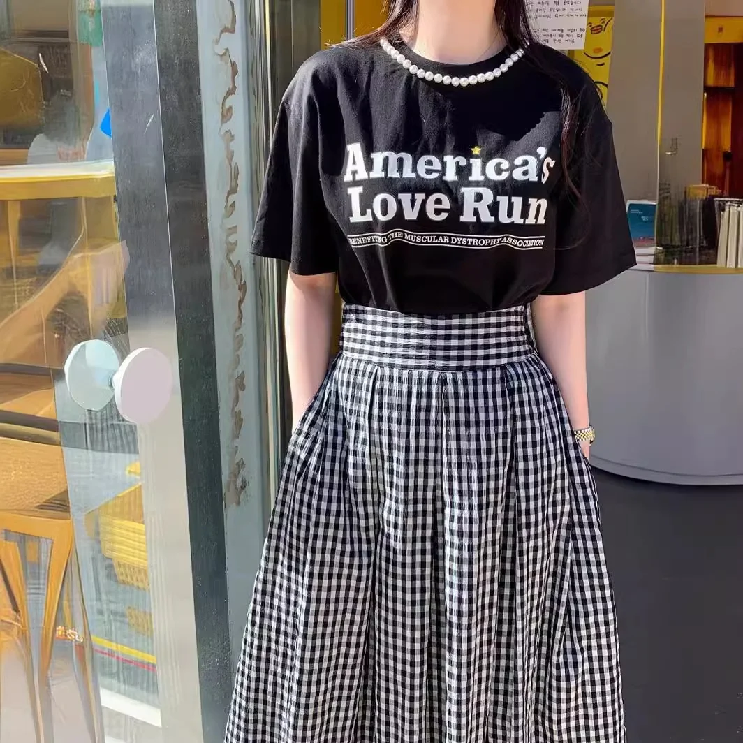 Toloer Toloer Chic Summer French Print Loose Casual Short-Sleeved T-Shirt-Outfit Ideas