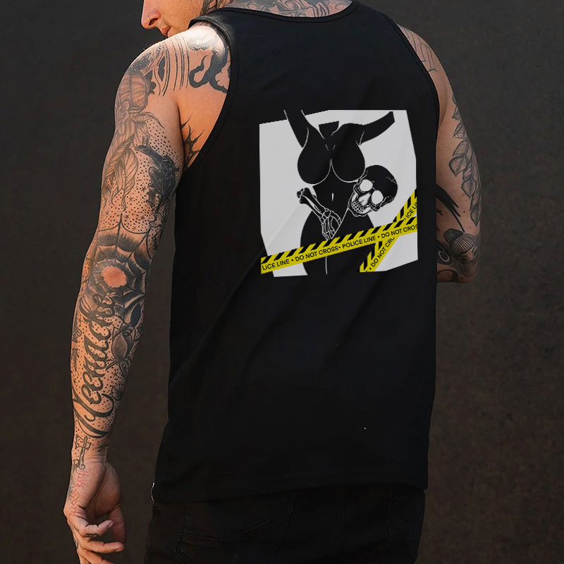 NAKED LADY AND SKULL Graphic Print Vest