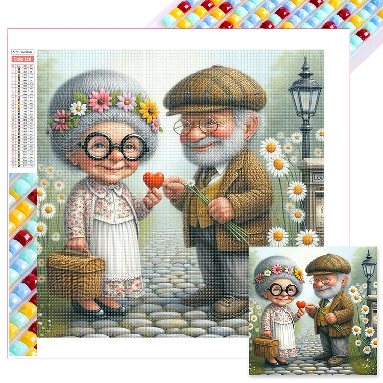 Old Couple 30*30CM (Canvas) Full Square Drill Diamond Painting gbfke