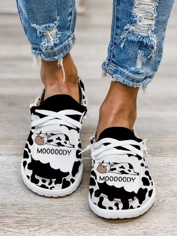 Mooooody Cow Lace Up Sneakers