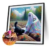 Halloween Geist und Katze - runder Bohrer Diamantmalerei - 40*40cm
