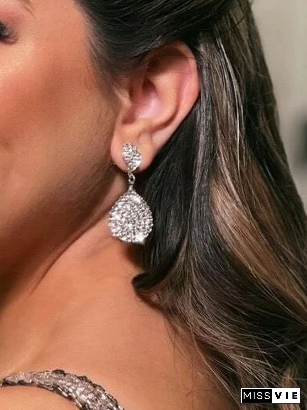 Elegant Full Diamond Cropped Drop Earrings Party Earrings