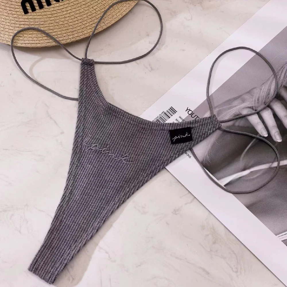 Athvotar Athvotar Cotton Strip Single With Sexy Thong Lady English Letter Logo Thong Trousers Women's Trousers