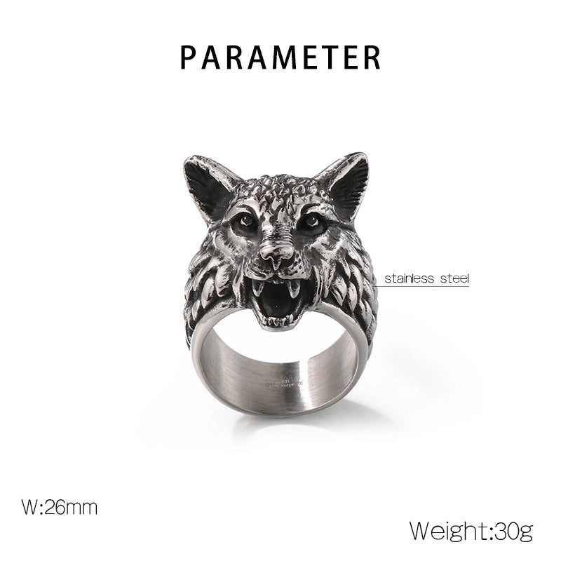 Jewelry Vintage Style Wolf 304 Stainless Steel 18K Gold Plated Rings