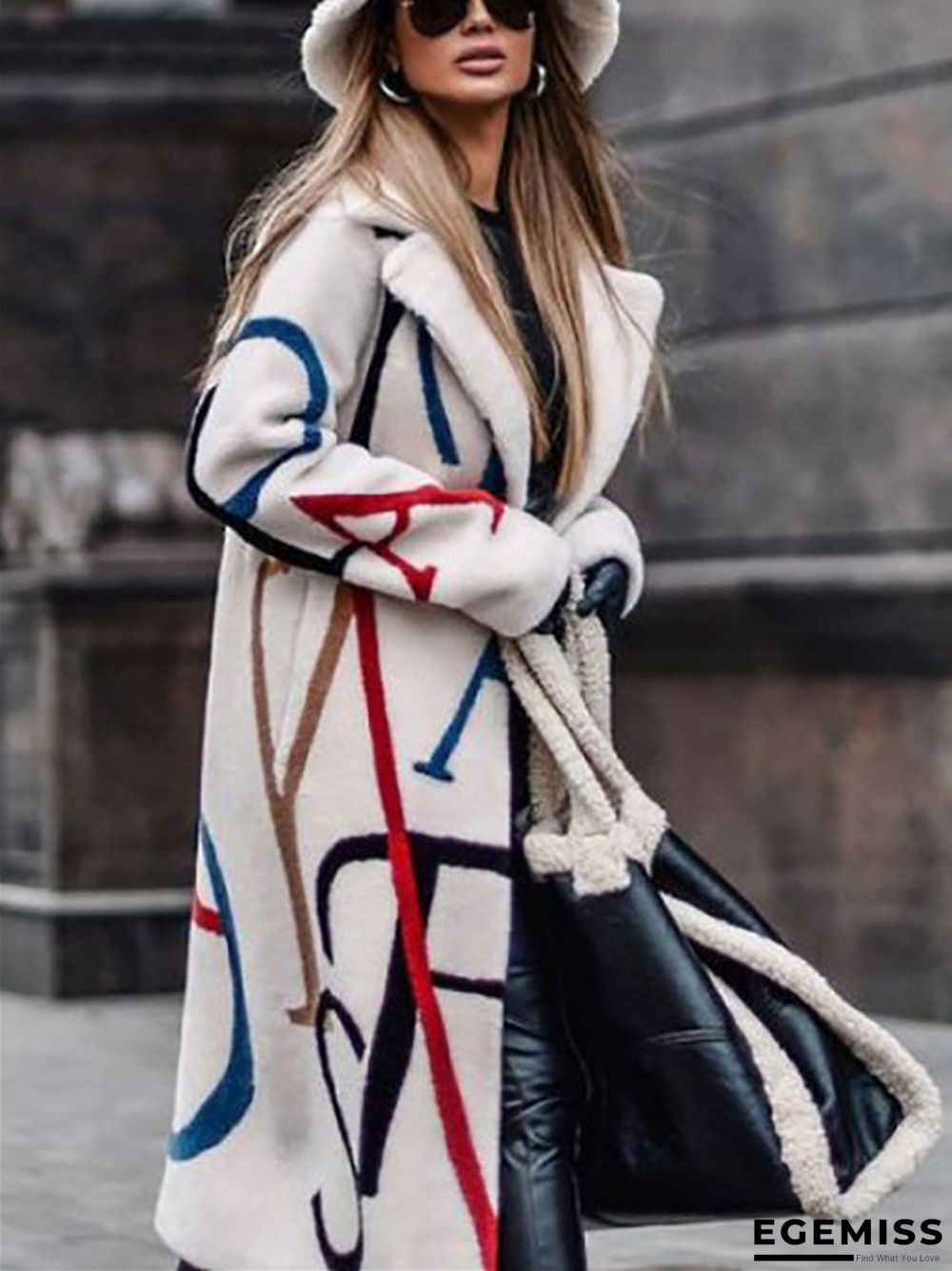 Collar Letter Print Fashion Coat | EGEMISS