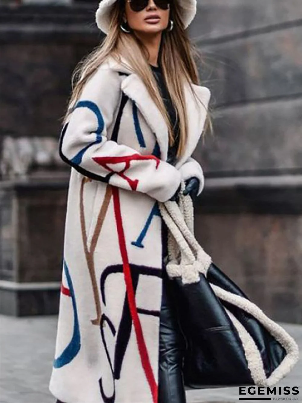 Collar Letter Print Fashion Coat | EGEMISS