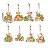 8pcs Christmas Bear DIY Diamond Painting Double Sided Keychains
