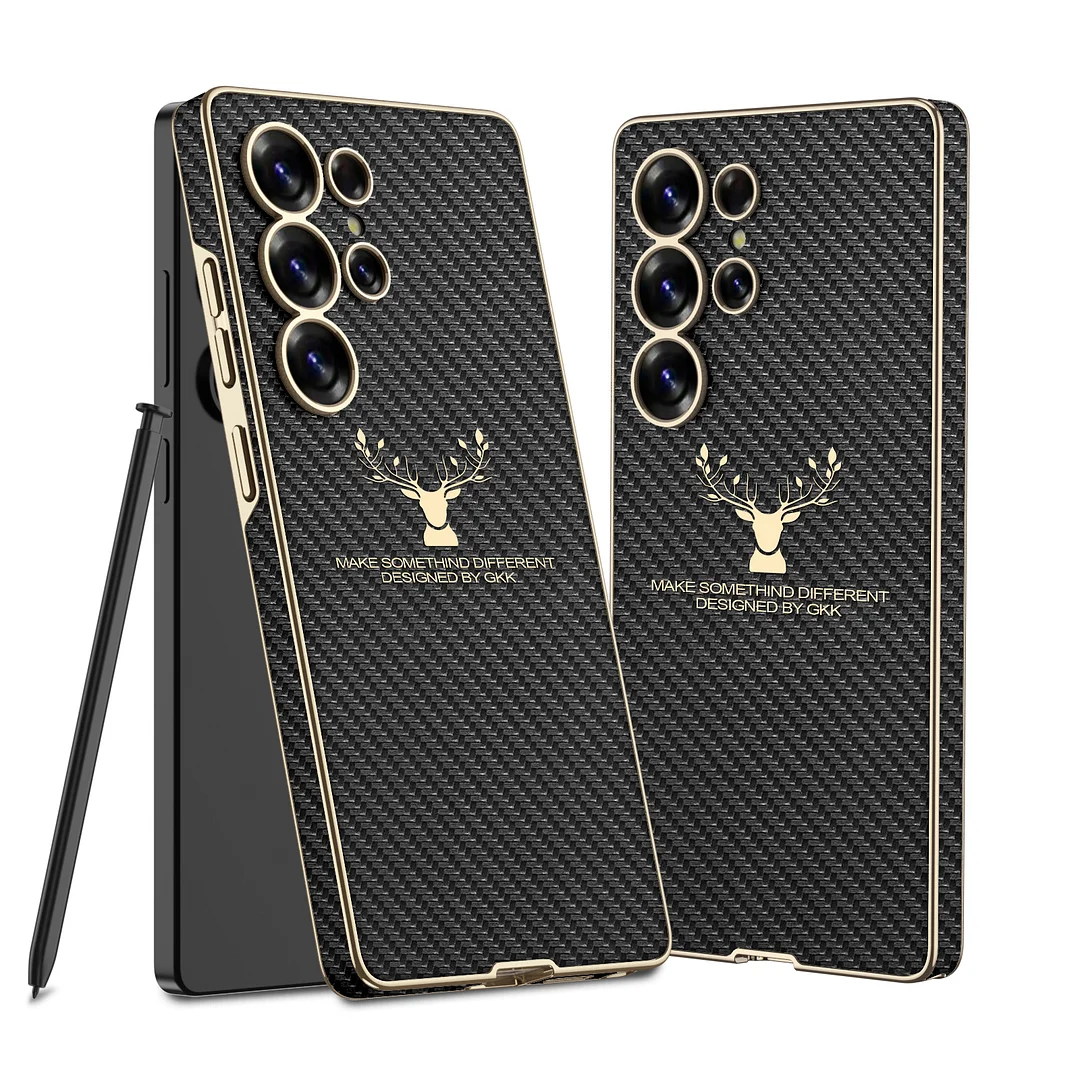 GKK 2025 Hot sales Creative anti-shock protection electroplated Leather deer logo phone case for Samsung S23 S24 S25 Ultra ip 15