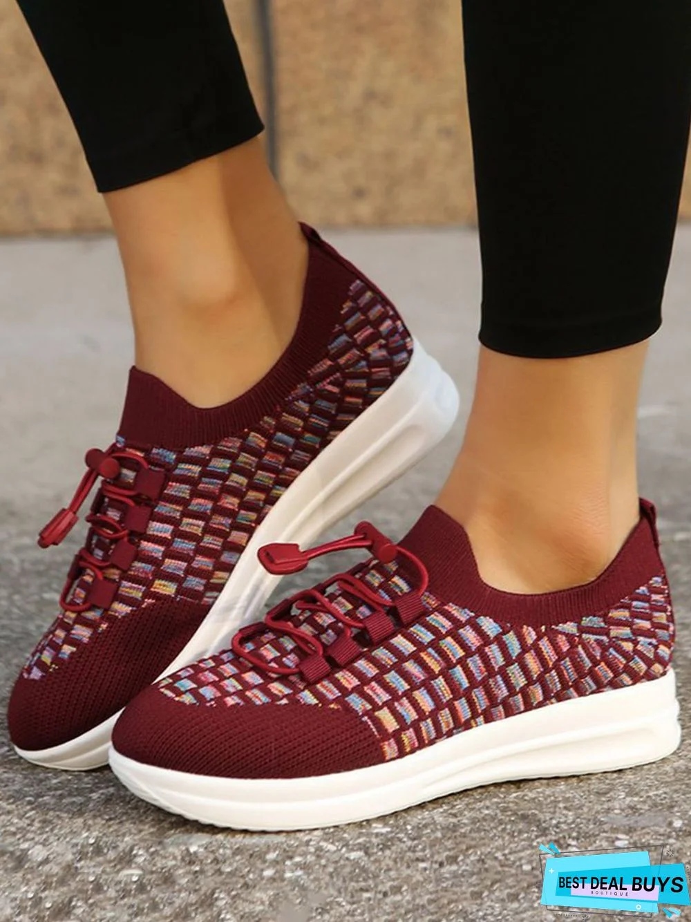 Breathable Flyknit Slip On Casual Walking Sneakers